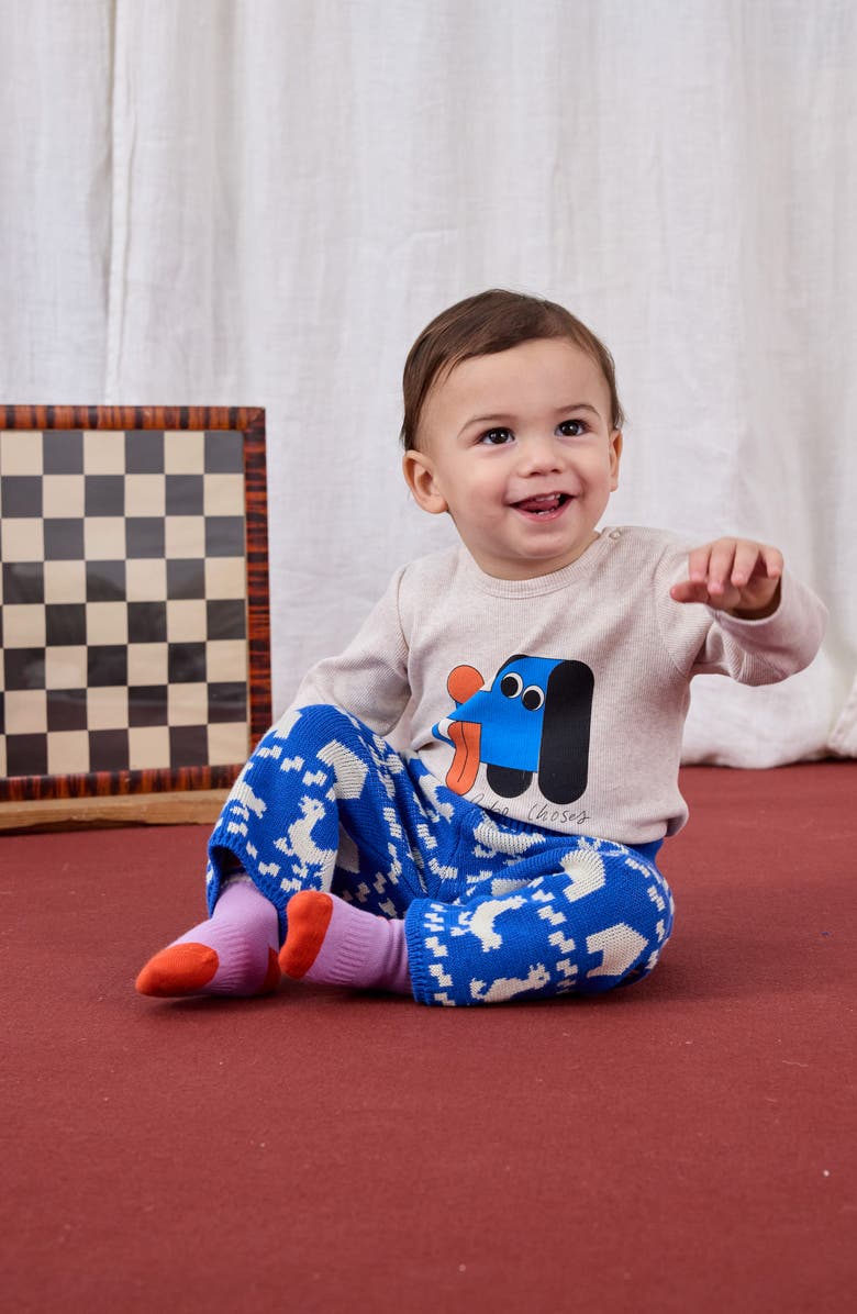 Bobo Choses Farm All Over Organic Cotton Sweater Pants, Alternate, color, Blue