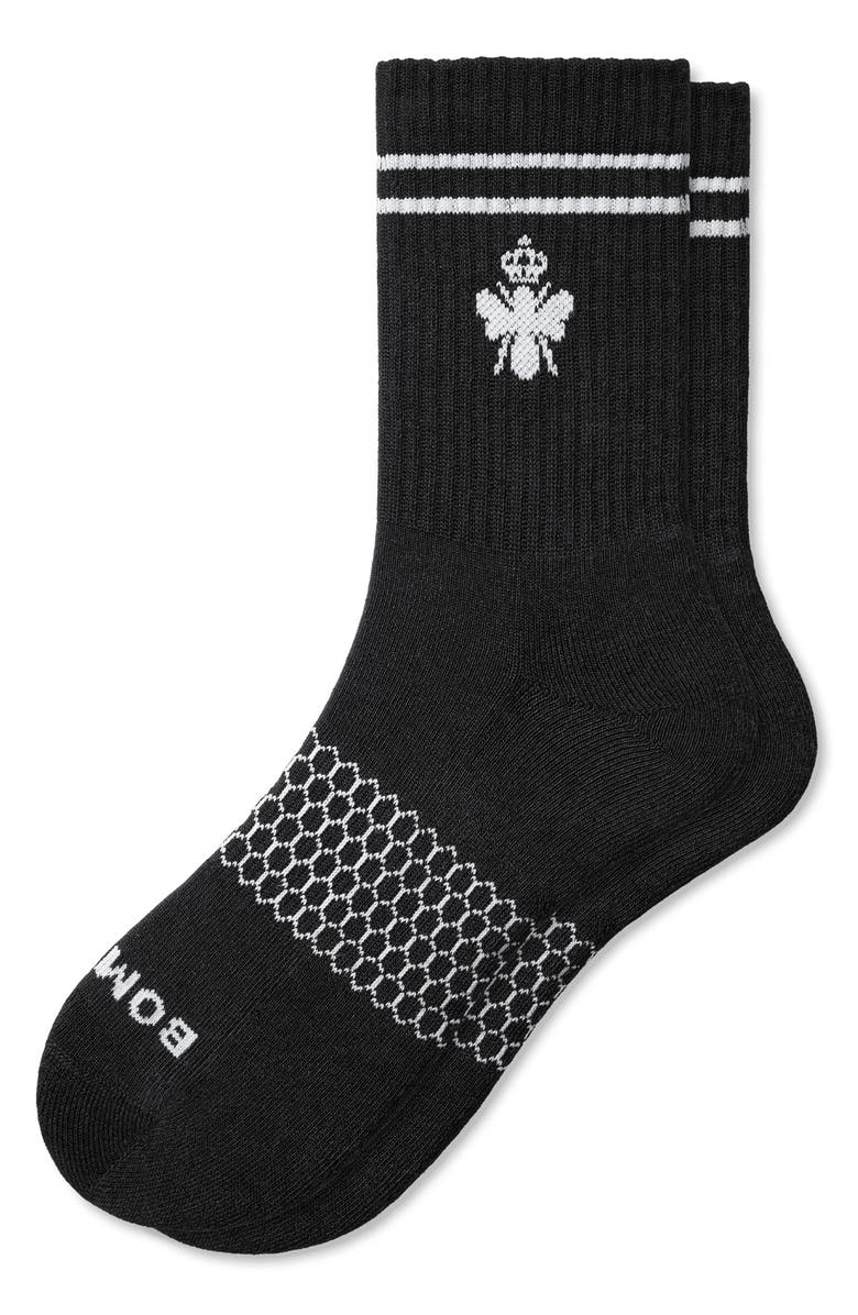 Bombas Core Original Half Calf Socks, Main, color, Black/ White