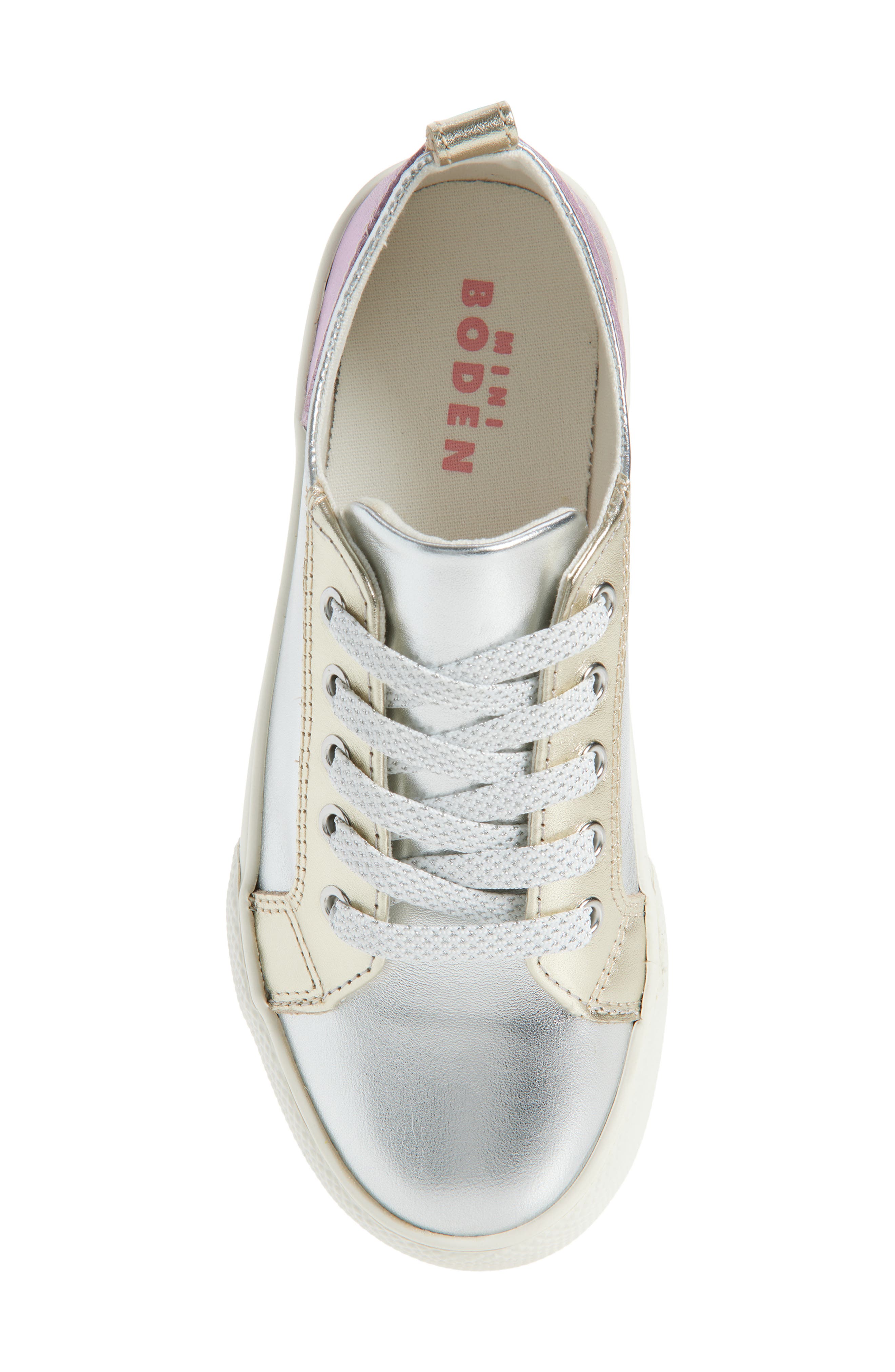 Mini Boden Kids' Metallic Low Top Sneaker, Alternate, color, Metallic