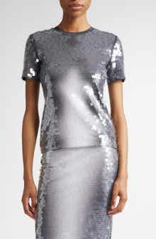 SPORTMAX Gradient Paillette Jersey Top