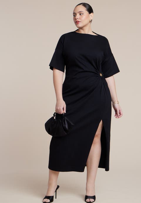 Relaxed Maxi Dress With O Ring (Plus)