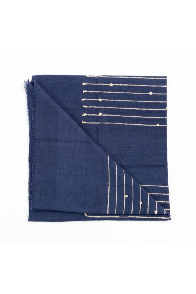 Rosewood Indigo With Hand Knotted Stripes Handloom Merino Throw, Main, color, Indigo/Blue