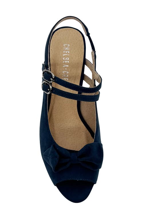Chelsea Crew Lady Slingback Peep Toe Pump In Blue Micro