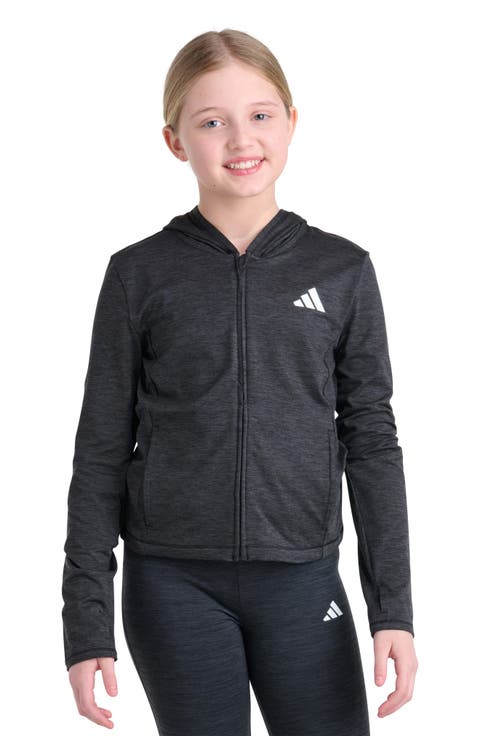 Kids' Full Zip Melange Hoodie