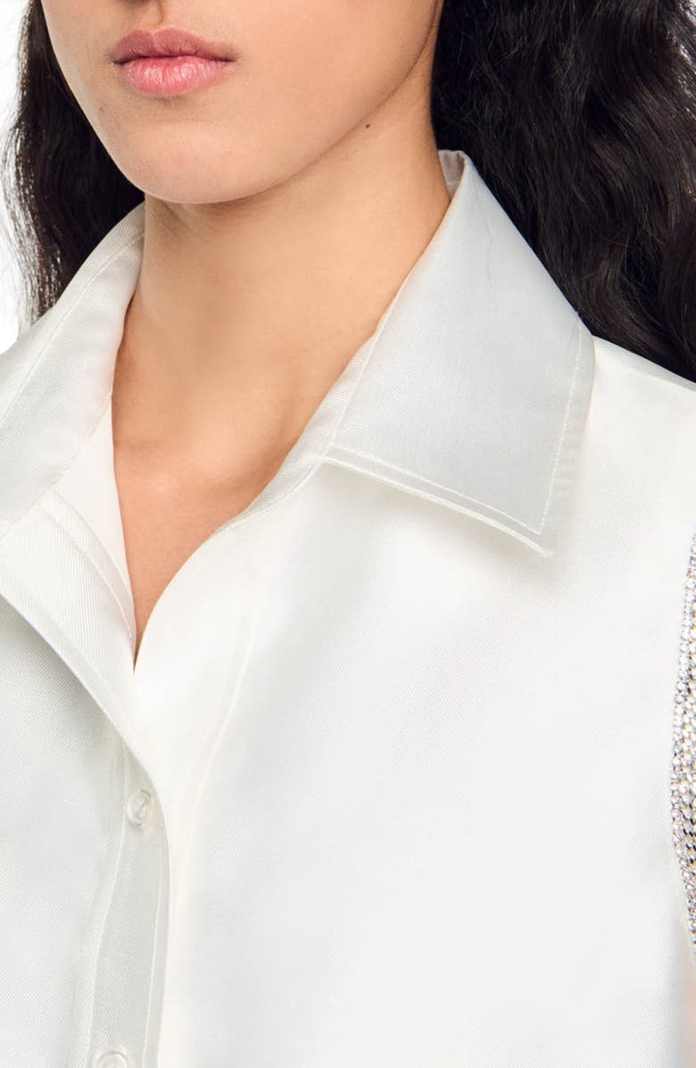 SANDRO Rhinestone cropped shirt, Alternate, color,
