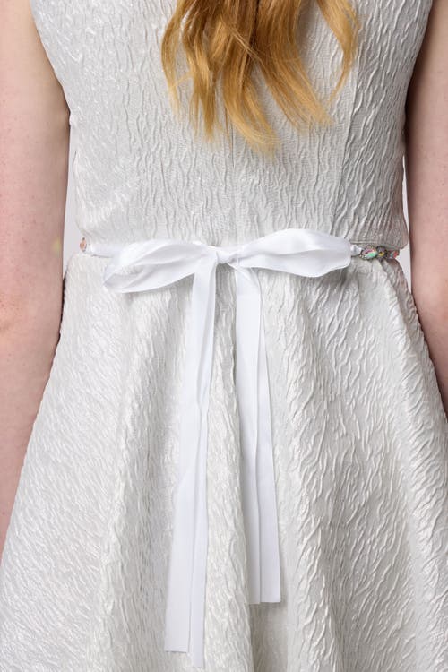Un Deux Trois Ribbon Rhinestone Belt In Metallic
