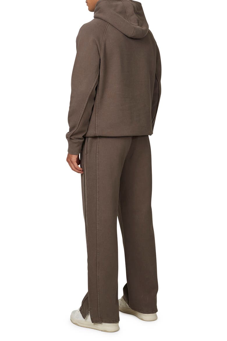 Ribbed Emblem Split Hem Baggy Jogger, Alternate, color, Brown