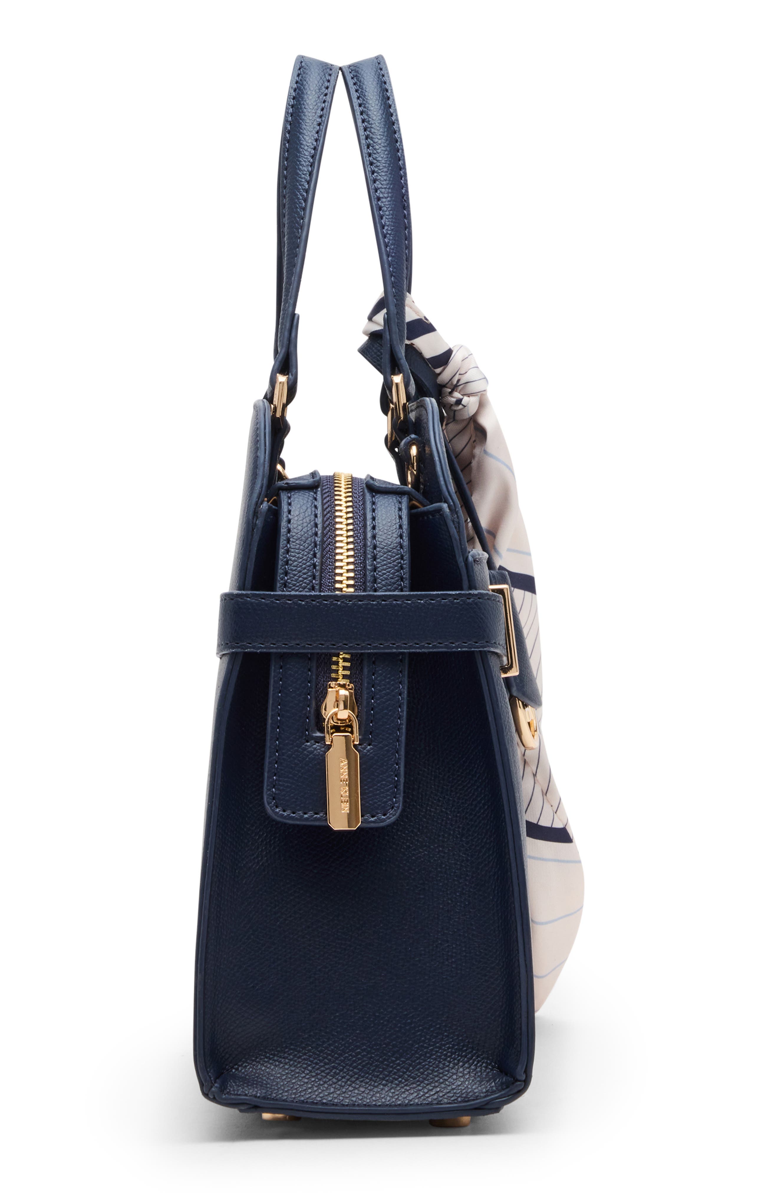 Anne Klein Medium Satchel with Scarf, Alternate, color, Navy