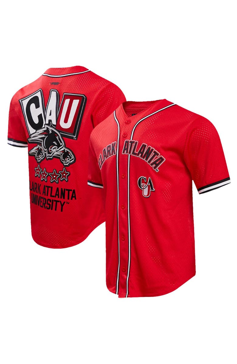 PRO STANDARD Men's Pro Standard Red Clark Atlanta University Panthers Homecoming Mesh Button-Down Shirt, Main, color, Red