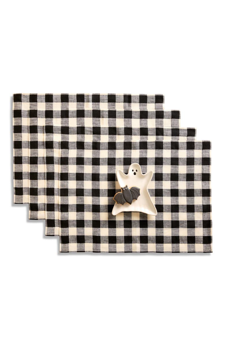 Solino Home Linen Placemats - Morgan Check, 14" x 19" Inch, Main, color, Black And Cream