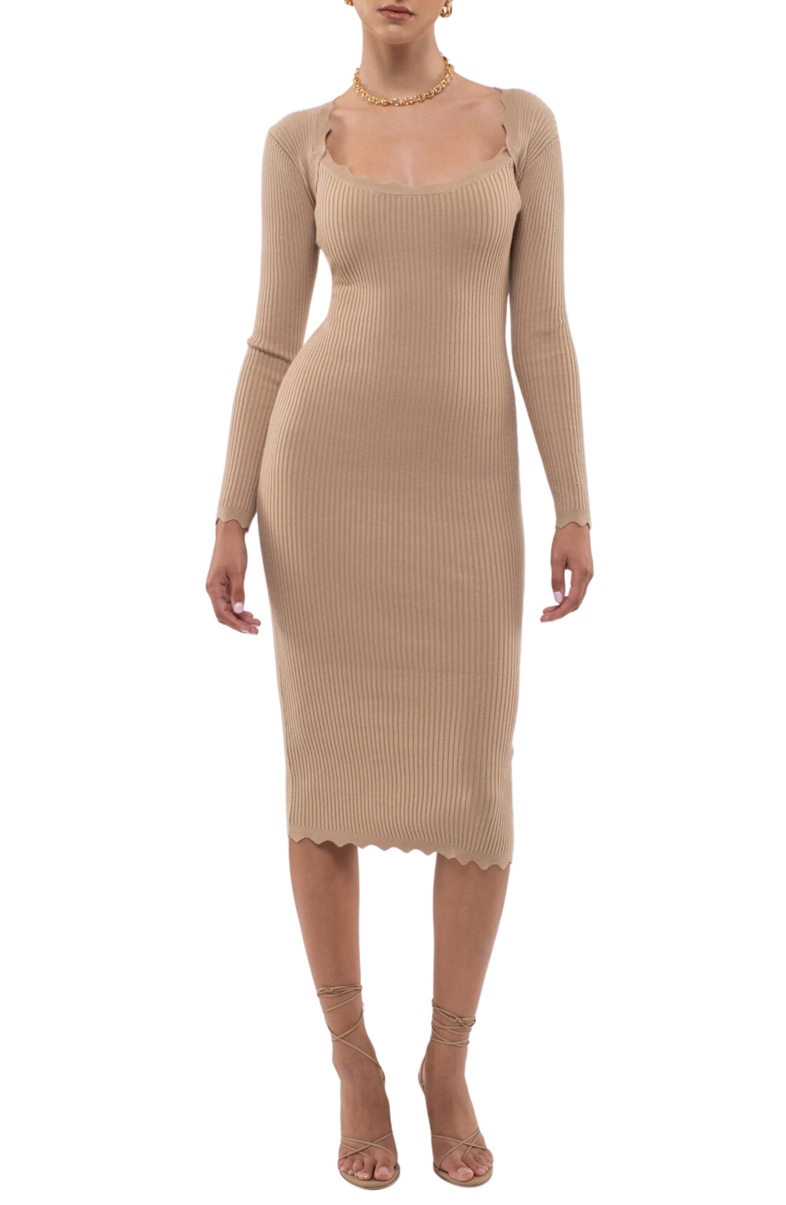 Blu Pepper Ribbed Scallop Knit Dress