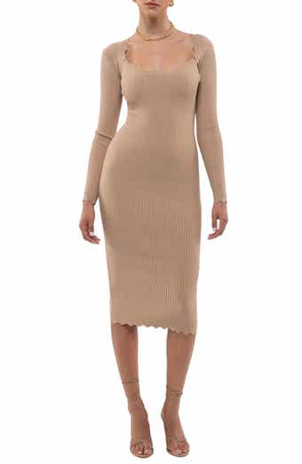 Blu Pepper Ribbed Scallop Knit Dress