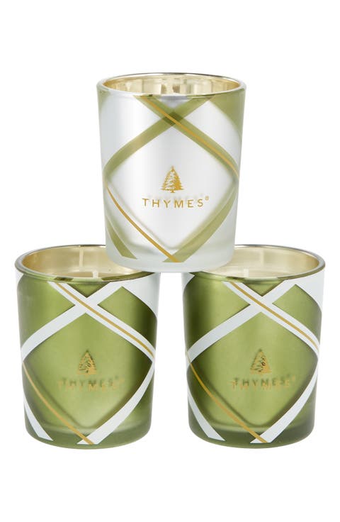 Frasier Fir Frosted Plaid Votive Trio
