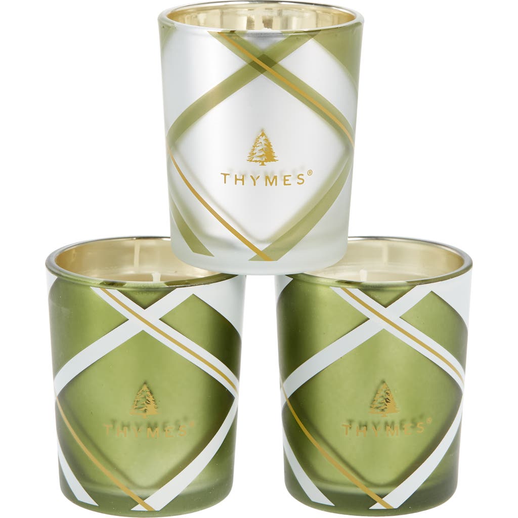 Thymes Frasier Fir Frosted Plaid Votive Trio  product