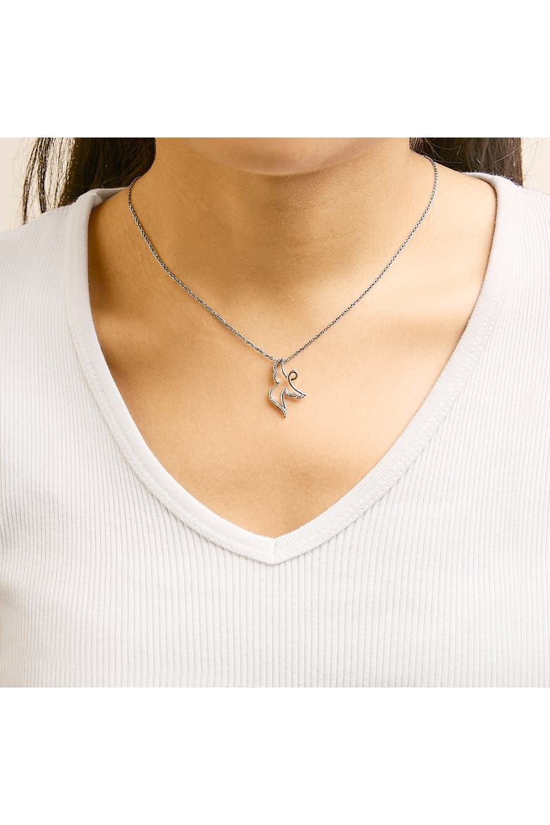 14K Rose Gold Plated Sterling Silver 1/10 Cttw Diamond Angel Pendant Necklace, Alternate, color, White Gold over Silver