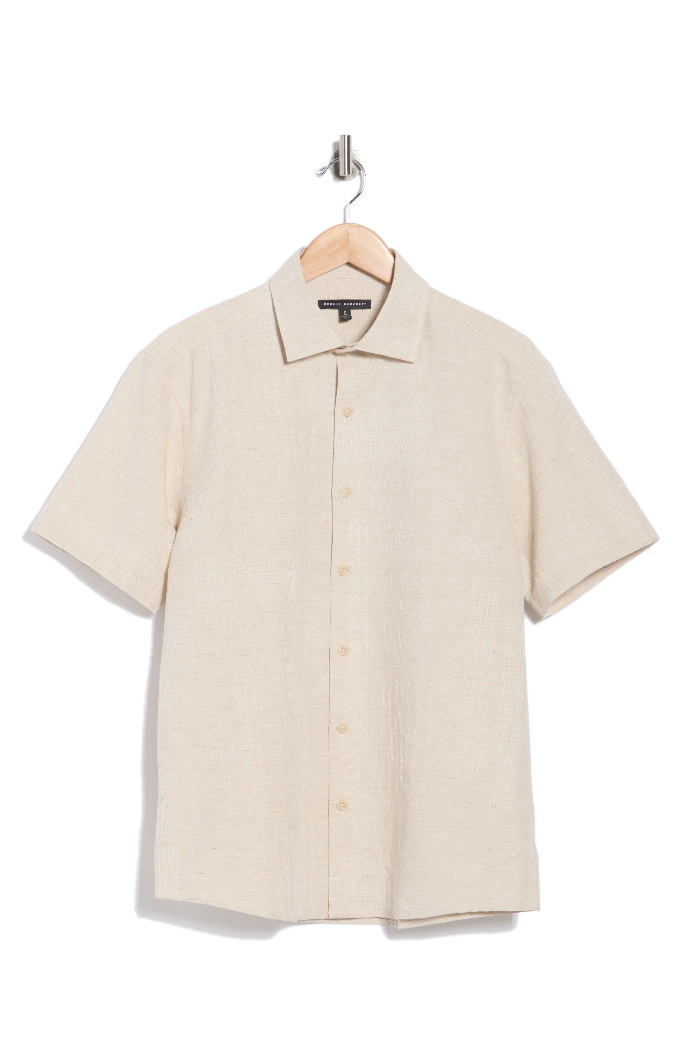 Robert Barakett Quill Short Sleeve Cotton & Linen Button-Up Shirt