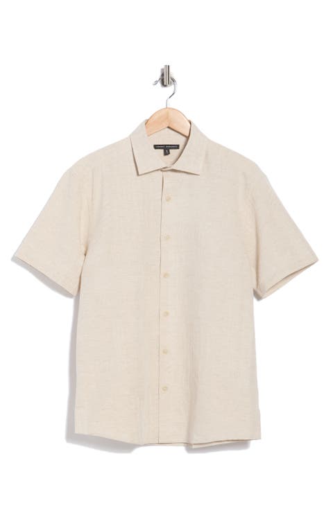 Quill Short Sleeve Cotton & Linen Button-Up Shirt