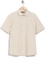 Robert Barakett Quill Short Sleeve Cotton & Linen Button-Up Shirt