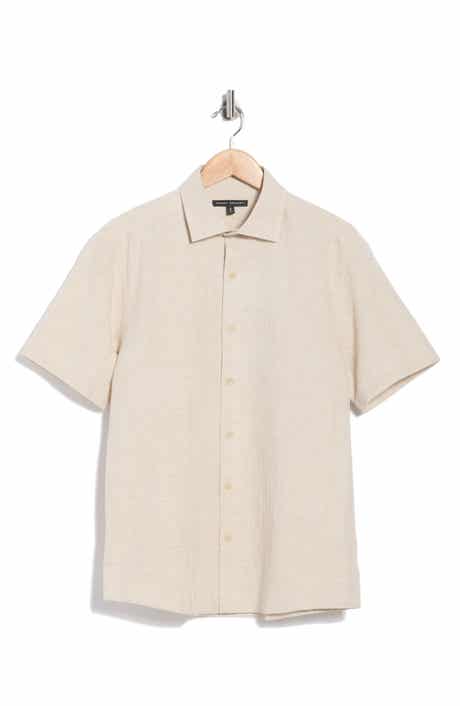 Robert Barakett Quill Short Sleeve Cotton & Linen Button-Up Shirt