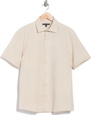 Robert Barakett Quill Short Sleeve Cotton & Linen Button-Up Shirt