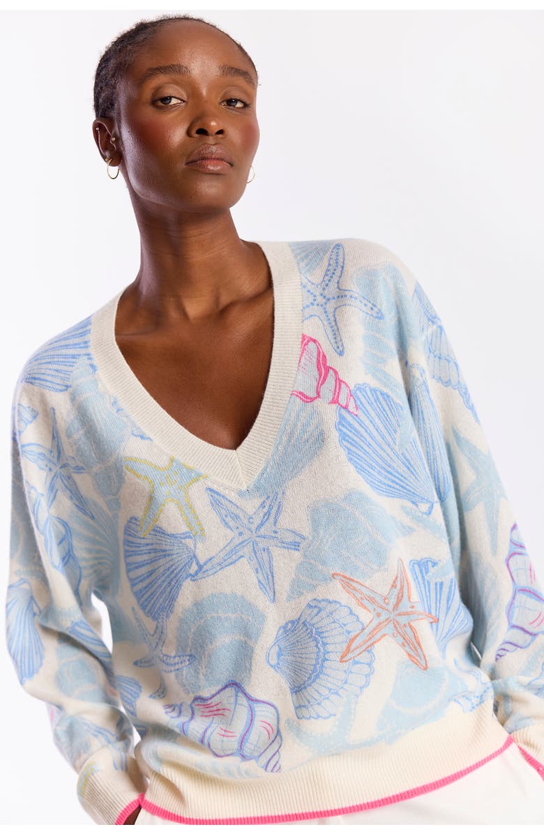 Brodie Pure Cashmere Scatter Shell 100% Cashmere Sweater, Alternate, color, Organic White