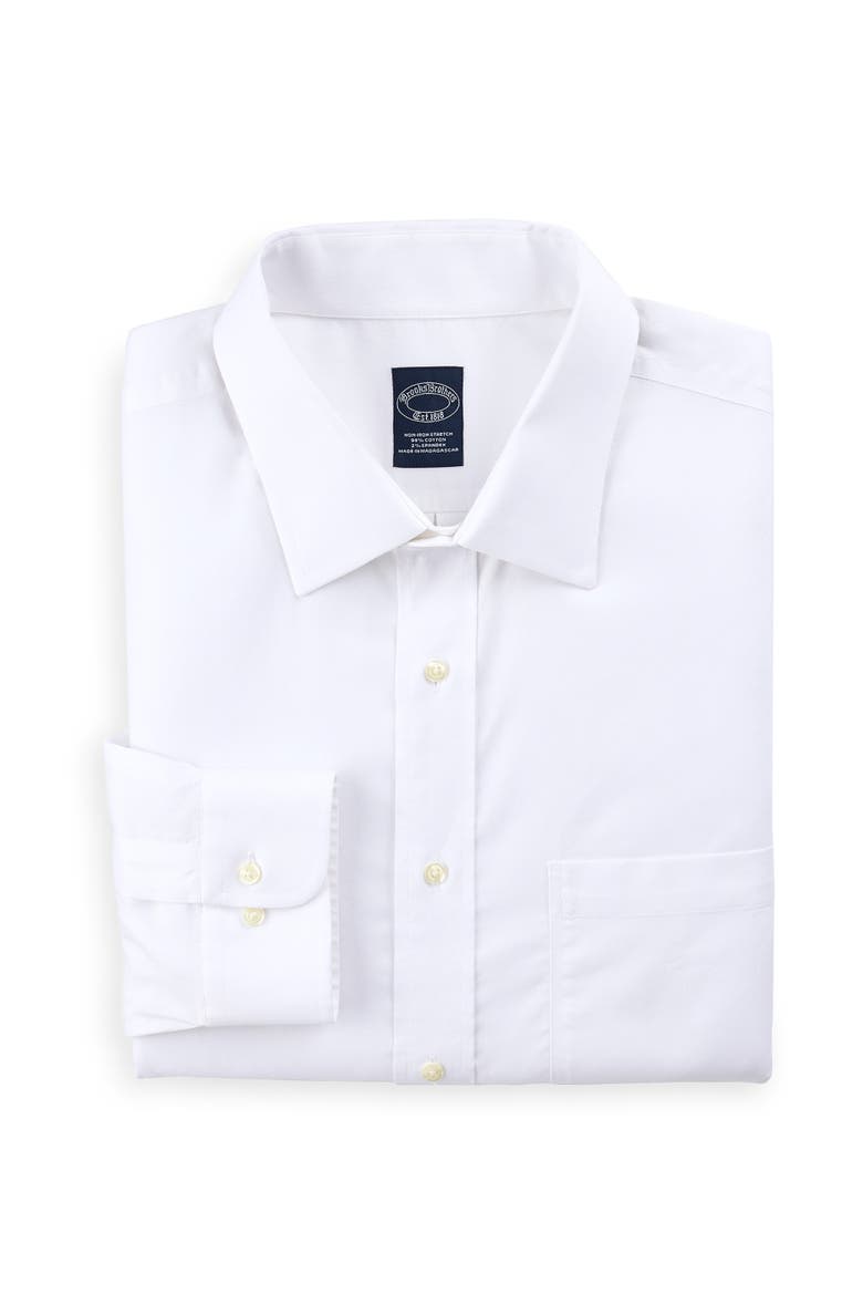 Big & Tall Non-Iron Pinpoint Stretch Dress Shirt, Main, color, WHITE