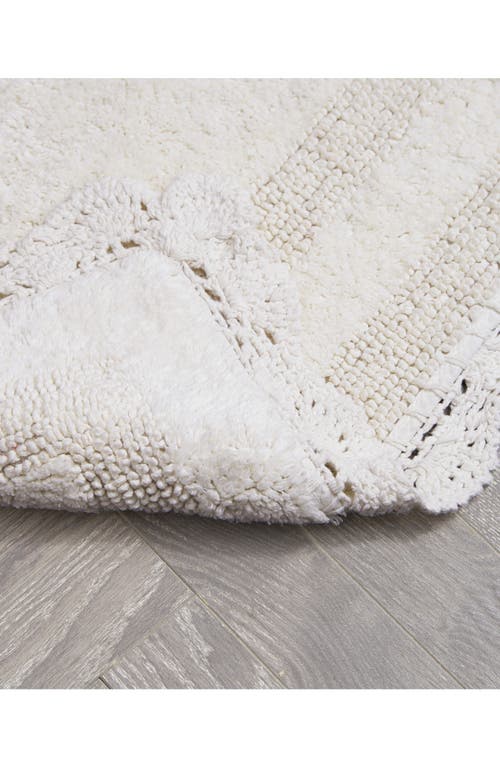 Laura Ashley Reversible Crochet Cotton 2-piece Bath Mat Set In White