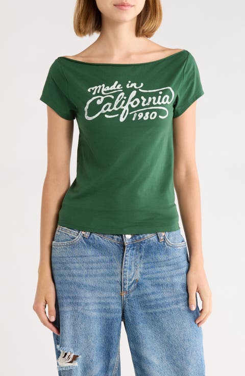 Cali Off the Shoulder Graphic Tee