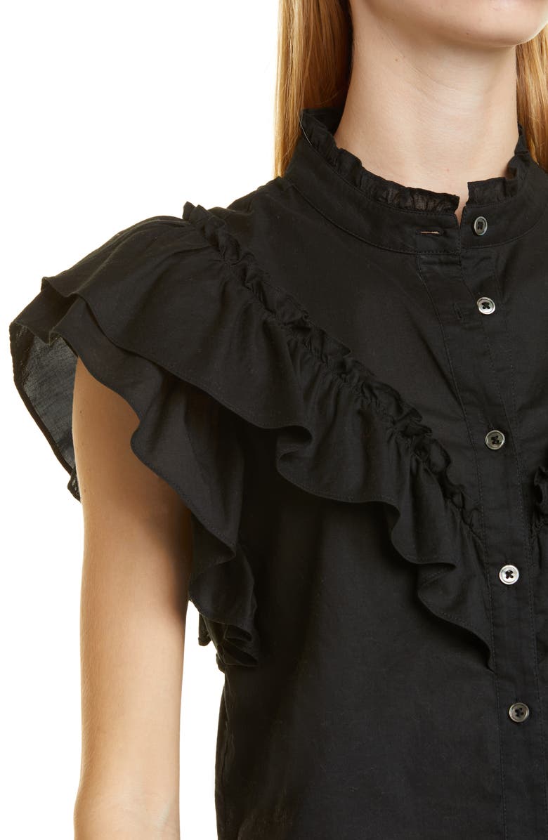Veronica Beard Jaliyah Ruffle Cotton Blouse, Alternate, color,