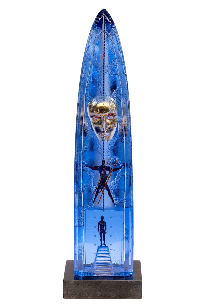 First Step Glass Sculpture, Main, color, BLUE