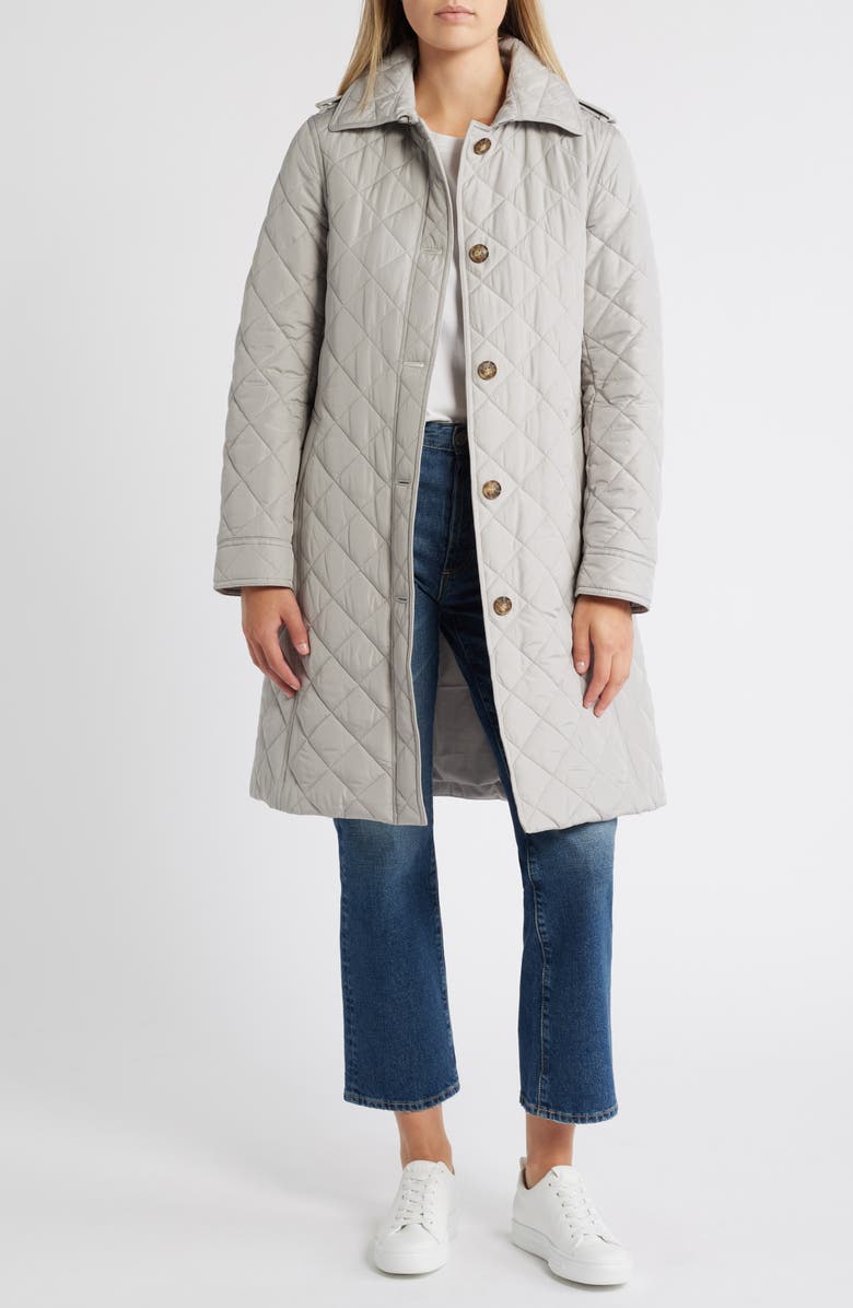Lucky Brand Quilted Belted Trench, Alternate, color, Stone