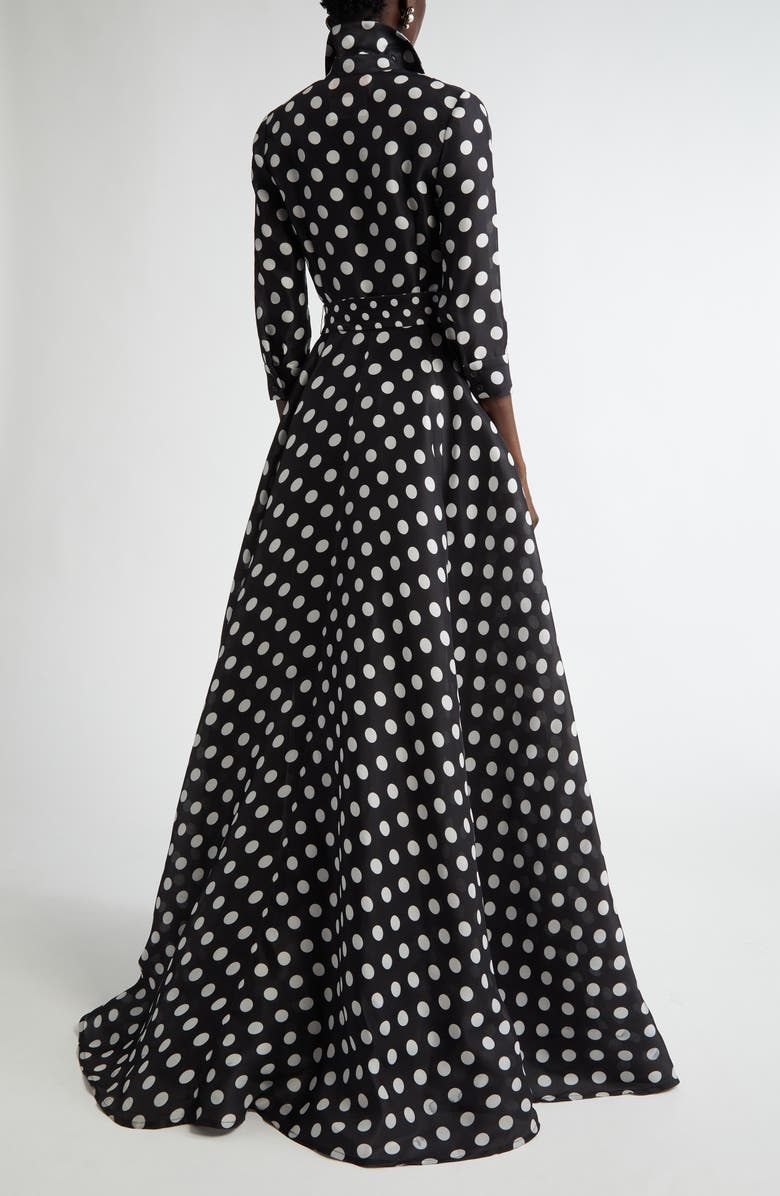 Carolina Herrera Polka Dot Belted Button-Up Gown, Alternate, color,