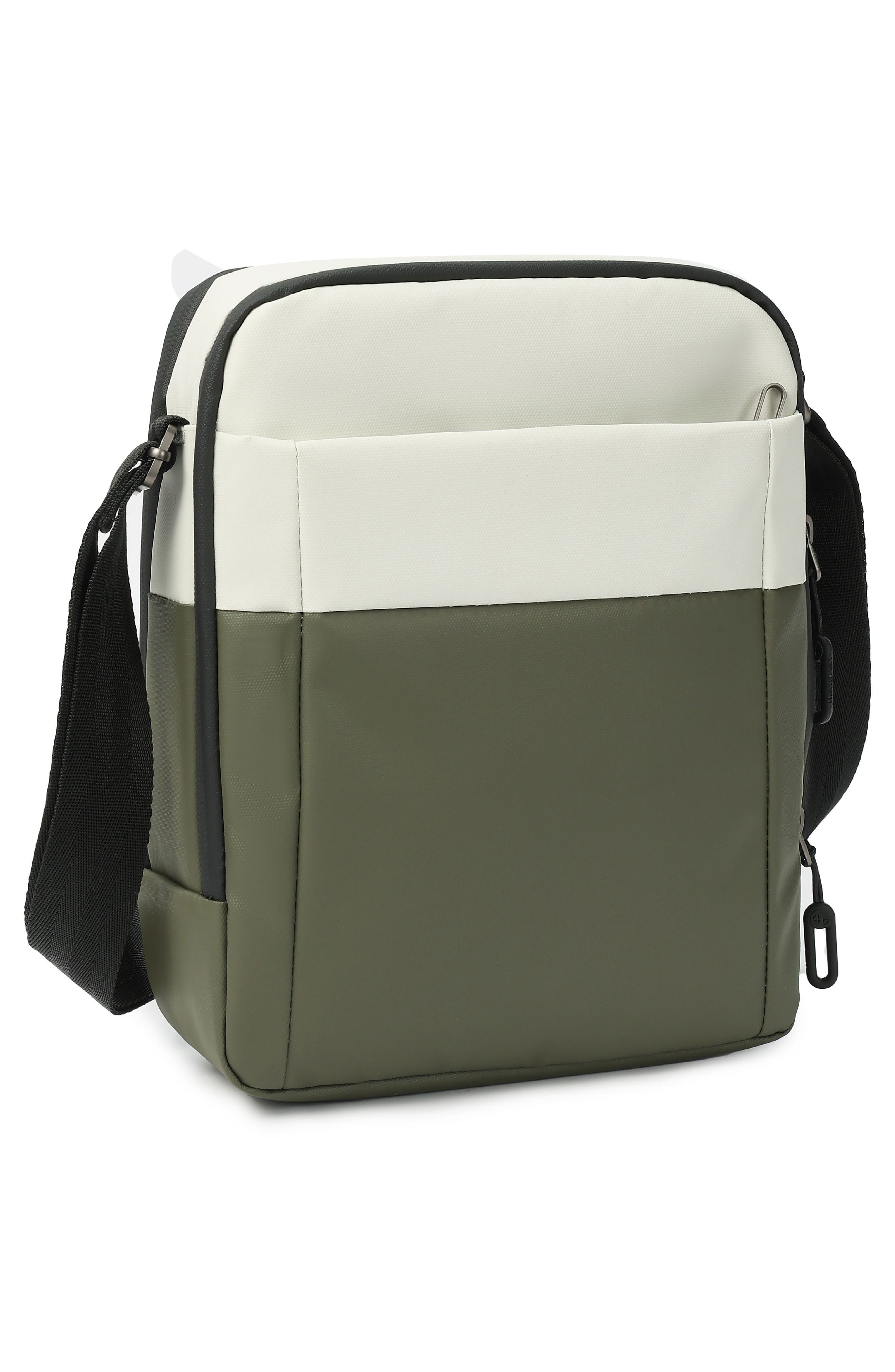 Relax RFID Crossbody Bag, Alternate, color, COATED OLIVE/ NATURAL