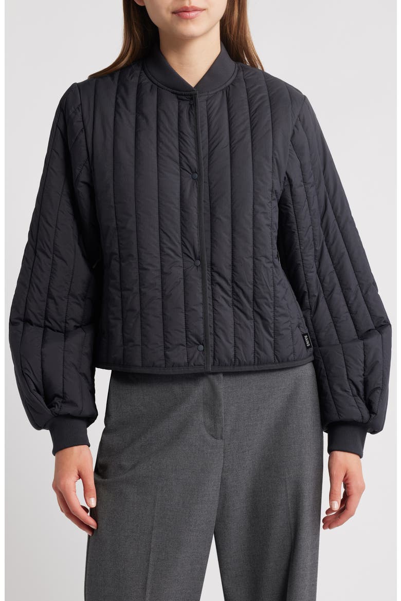 Banja Water Resistant Channel Quilted Bomber Jacket, Main, color, NAVY