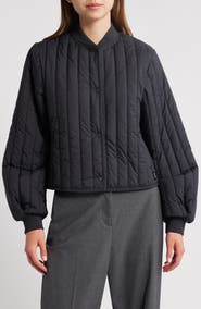 Rains Banja Water Resistant Channel Quilted Bomber Jacket
