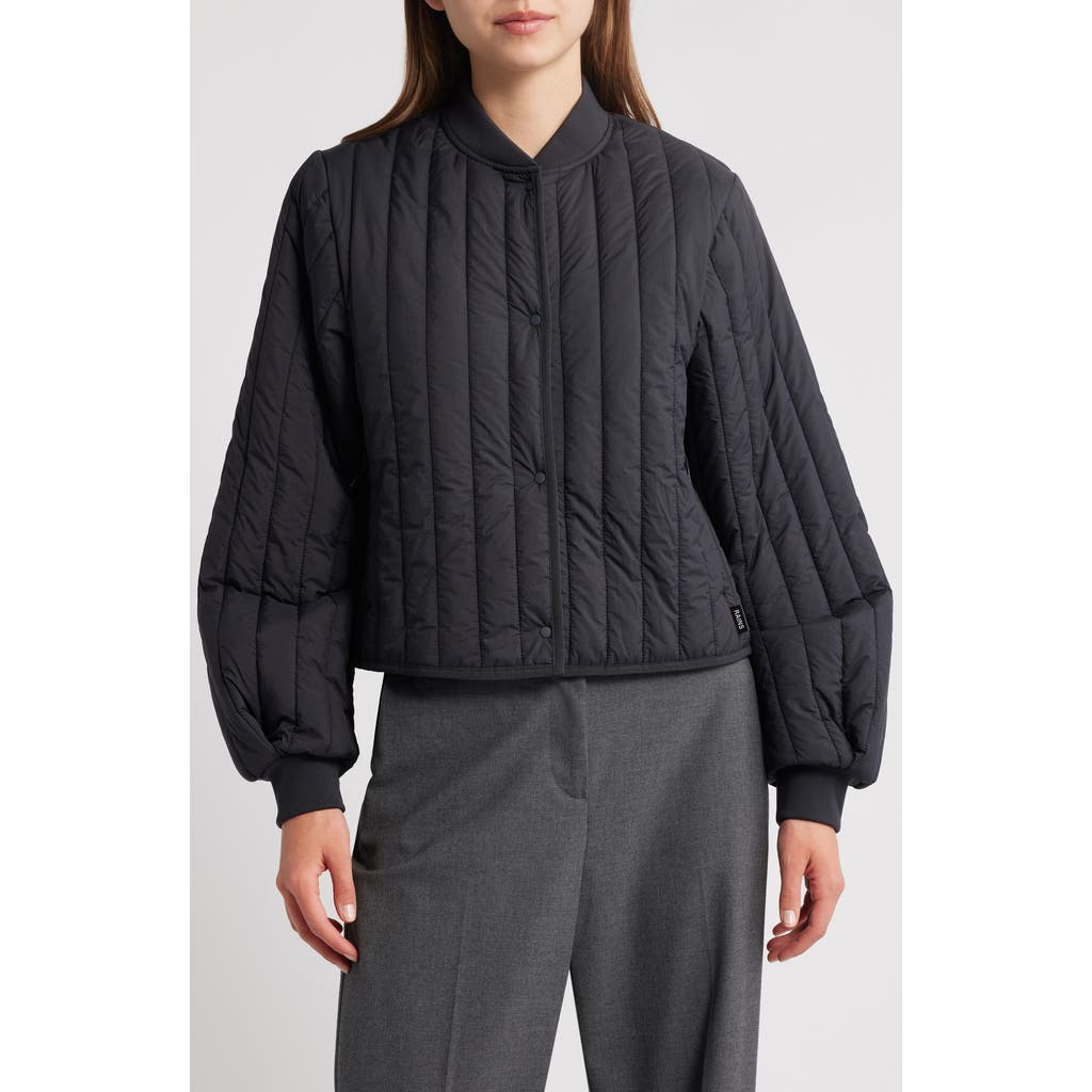 Rains Banja Water Resistant Channel Quilted Bomber Jacket in Navy at Nordstrom Rack, Size X-Large