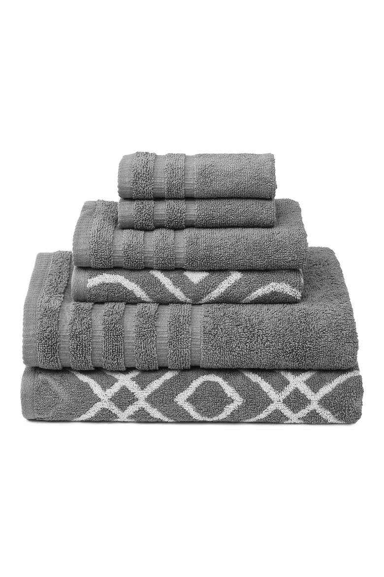 Yard Dyed Towel 6-Piece Set, Main, color, ASH GREY