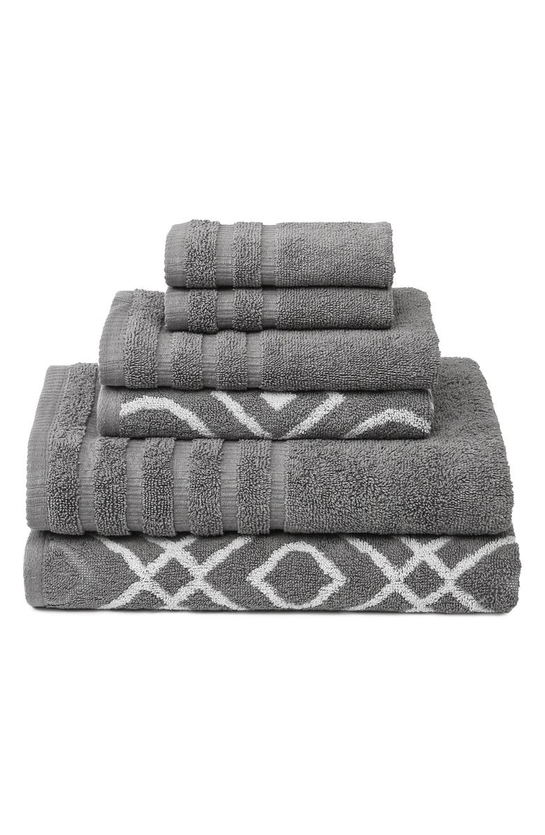 Modern Threads Yard Dyed Towel 6-Piece Set, Main, color, Ash Grey