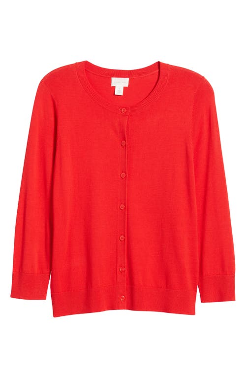 Caslonr Caslon(r) Crewneck Cardigan In Red Goji