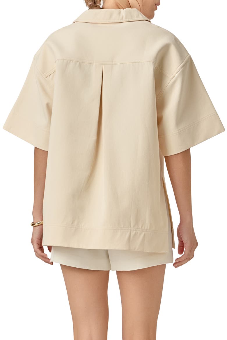 Collar Oversize Cotton Top, Alternate, color, CREAM