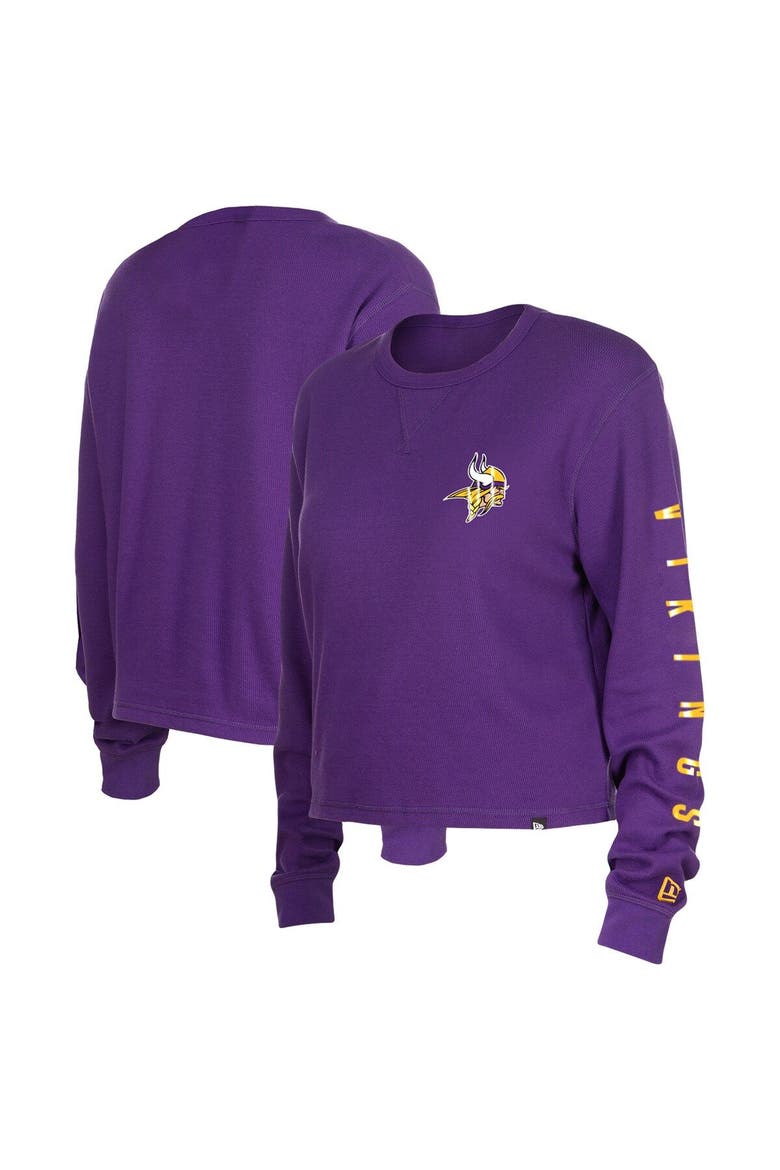 Women's New Era  Purple Minnesota Vikings Thermal Crop Long Sleeve T-Shirt, Main, color, Purple