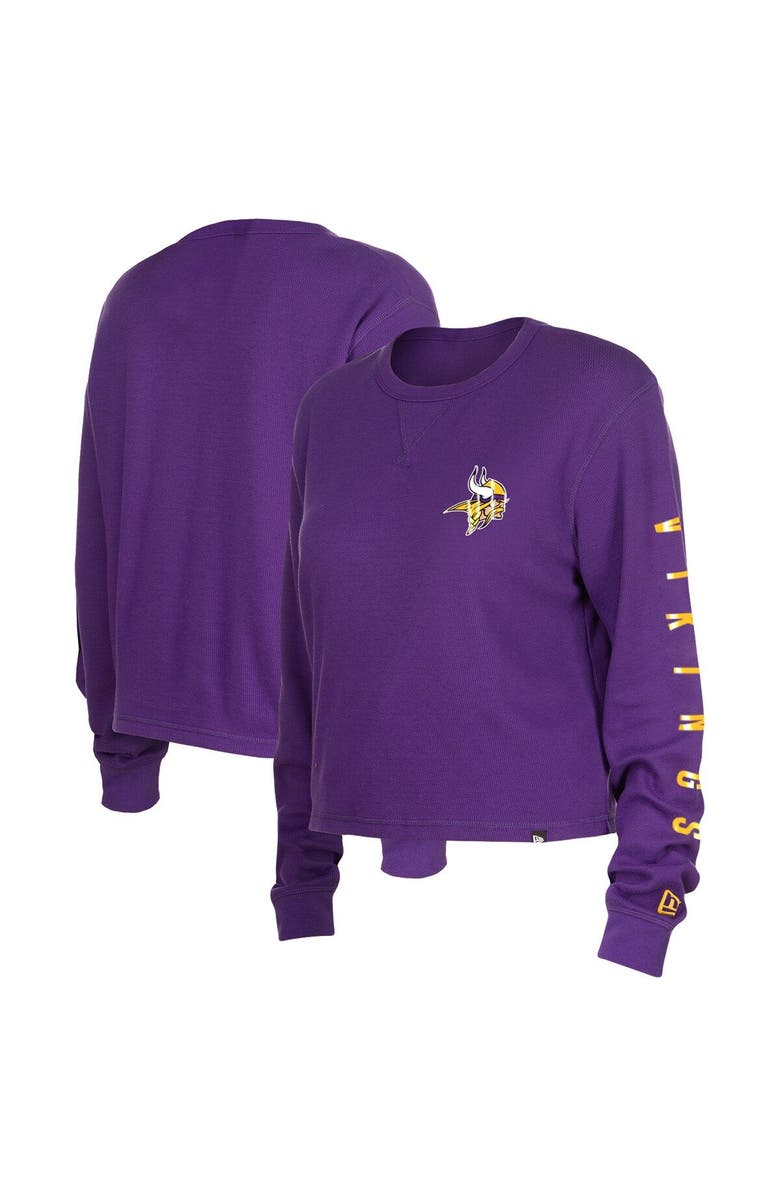 New Era Women's New Era  Purple Minnesota Vikings Thermal Crop Long Sleeve T-Shirt, Main, color, Purple