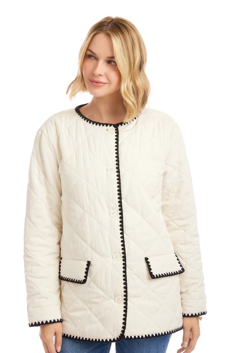 Karen Kane Edge Stitch Quilted Jacket, Alternate, color, Cream/ Black