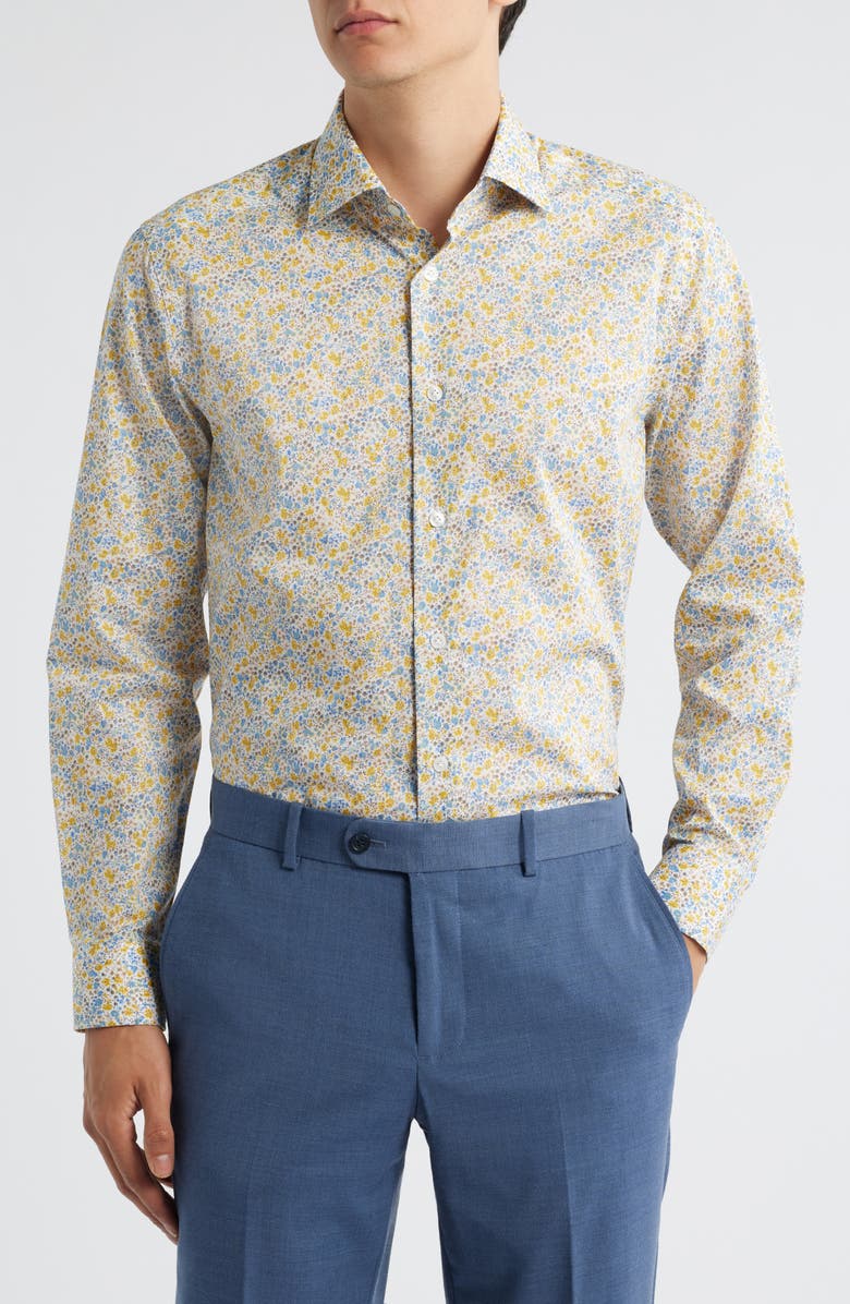 Jack Victor Laurendeau Floral Cotton Button-Up Shirt, Main, color, Yellow