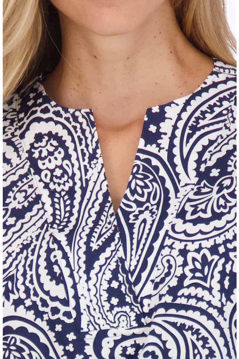 Vena Paisley Long Sleeve Shift Dress, Alternate, color, NAVY/ WHITE