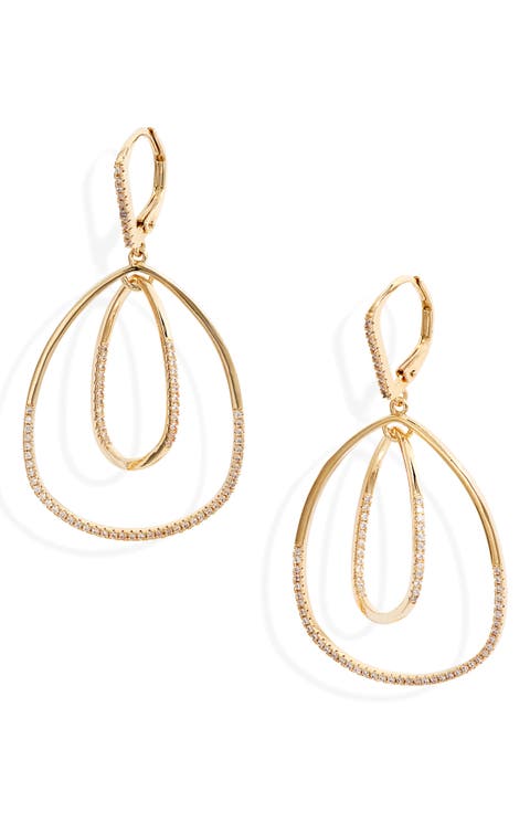 Pavé Inset Oval Orbital Earrings
