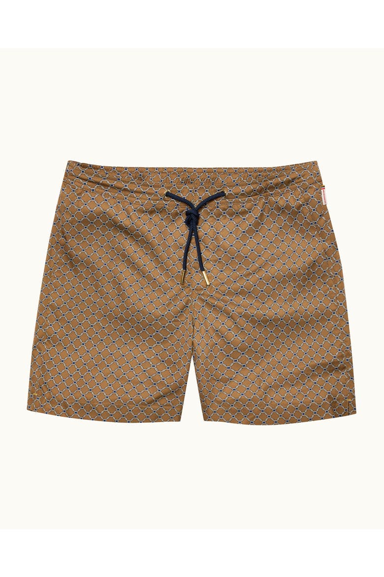 Bulldog Drawcord Printed Tessoro Swim Shorts, Alternate, color, Bronze