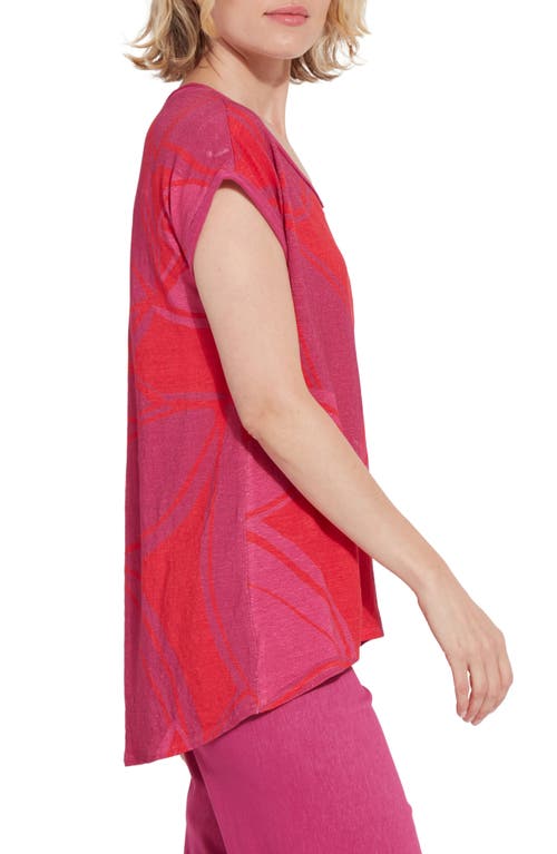 Lyssé Classic Print Stretch Linen T-shirt In Electro Blocks