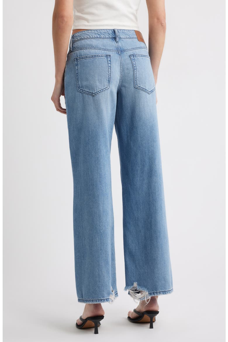 Raw Hem Crossover Waist Ankle Wide Leg Jeans, Alternate, color, LT.WASH