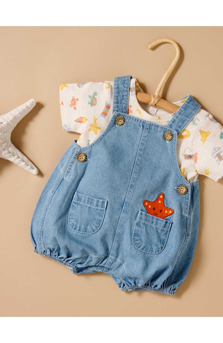 Purebaby Resort Overall & Tee Set, Alternate, color, Faded Denim